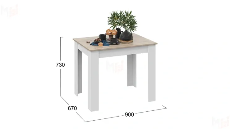 Стол обеденный Промо тип 1 Белый, Дуб Сонома светлый