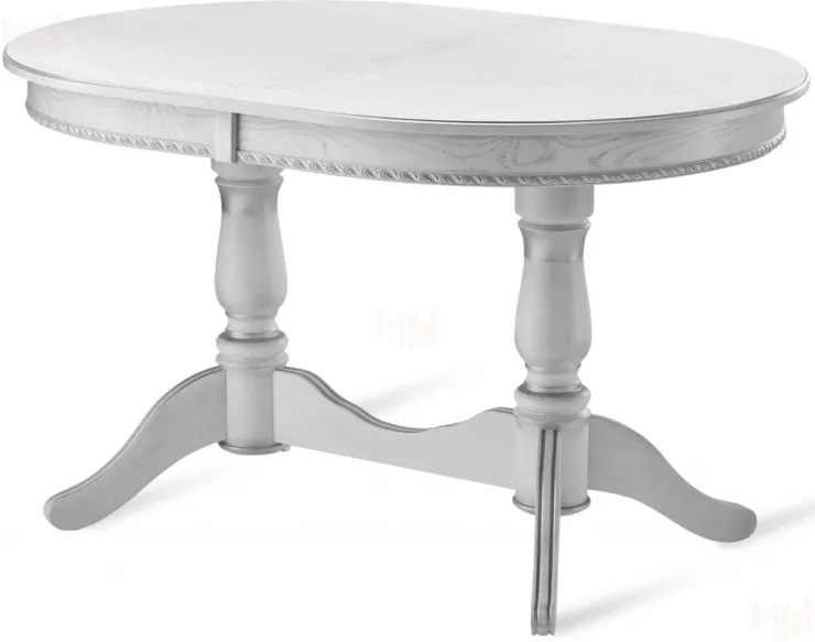 Стол деревянный раздвижной Барэнт 130 Белый с серебряной патиной