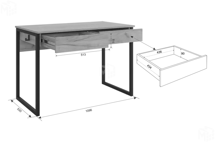 Стол Юниор дуб крафт золотой/черный муар