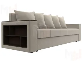 Диван прямой Дубай Лайт полки слева ( Бежевый )