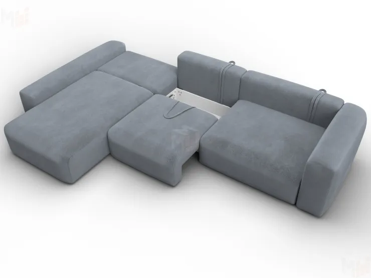 Диван угловой Лига-066 НПБ Лонг угол левый ( TOWER 10 серый )