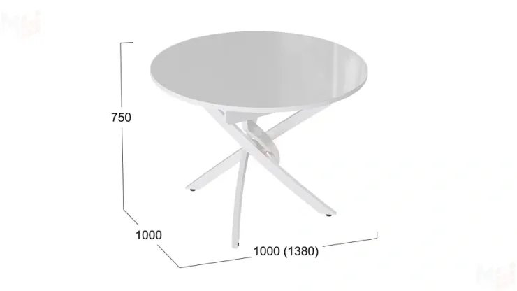 Стол обеденный Diamond Тип 3 - КМ+02.68.000.168 Белый муар, Белый глянец