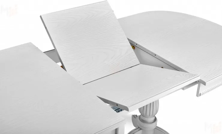 Стол деревянный раздвижной Кайнс 120 Белый с серебряной патиной