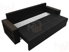 Диван прямой Дубай Лайт полки слева ( Черный )
