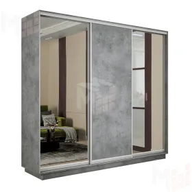 Шкаф-купе Экспресс трио (2 зеркала) 2100 Бетон