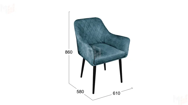 Стул Chester Т6 Черный муар Велюр V006 бирюзовый