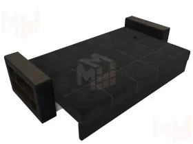 Диван прямой Дубай Лайт полки слева ( Черный\Черный )