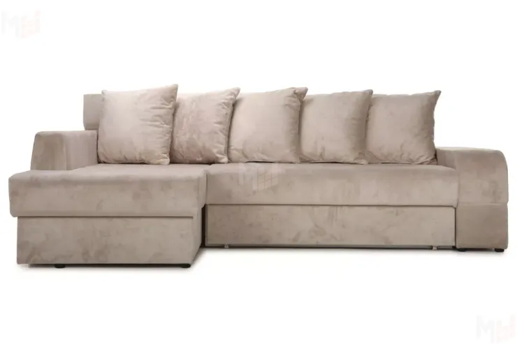Диван угловой Марго Бежевый Левый Велюр