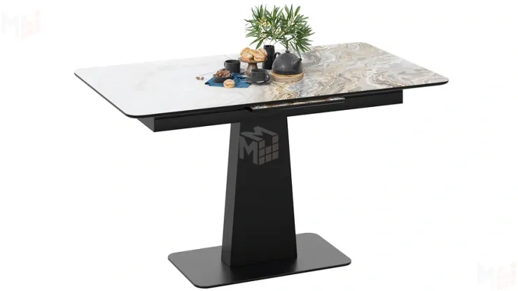 Стол обеденный Бридж Черный муар, Стекло глянцевое оникс