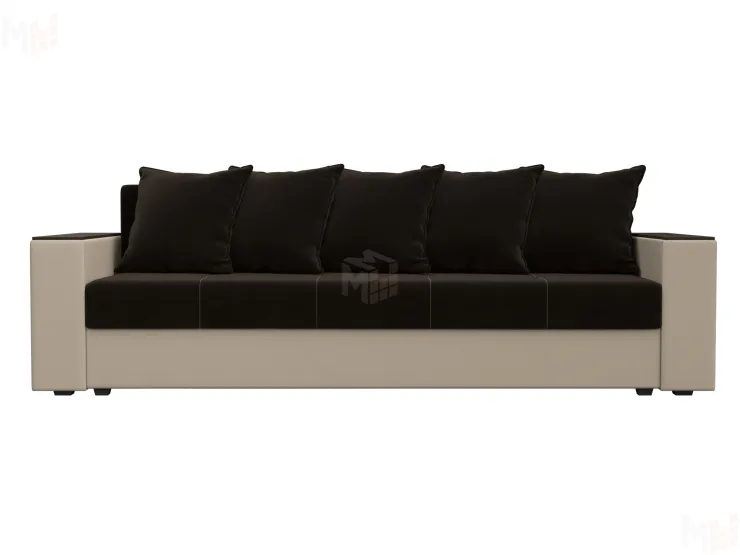 Диван прямой Дубай Лайт полки слева ( Коричневый\Бежевый )