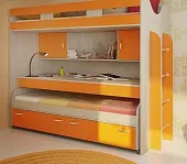 Кровать-чердак Фанки Кидз-22 + кровать 13/53СВ + стол письменный 13/58СВ