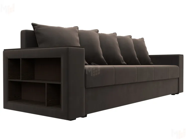 Диван прямой Дубай Лайт полки слева ( Коричневый )
