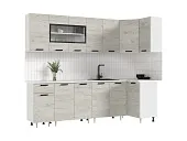 Кухня Рио New угловая 2,6*1,0 м (490) Дуб крафт белый, Белый (Антарес)