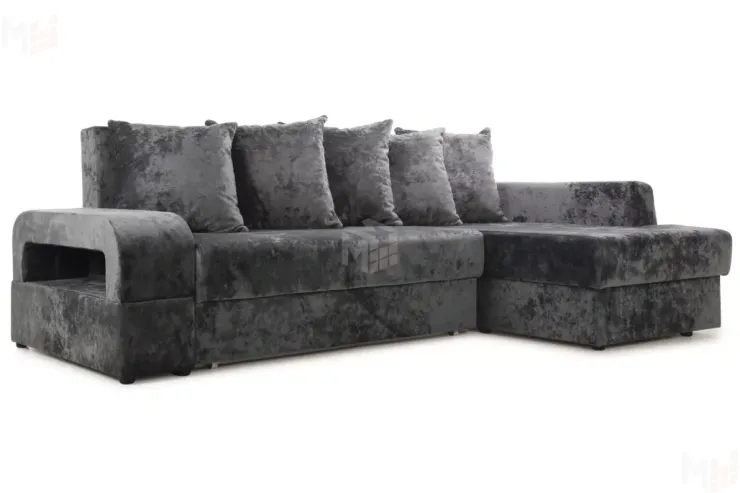 Диван угловой Марго Серый Правый Велюр