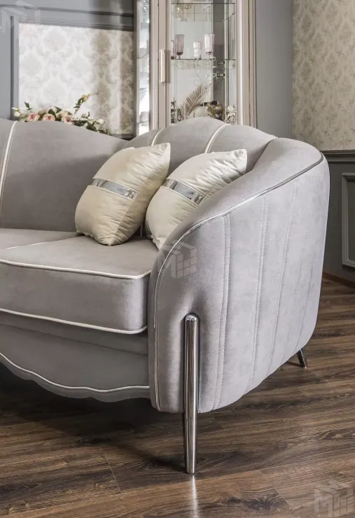 Диван Гравита угловой 2-у-1 серый серебро