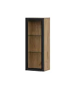 Шкаф навесной Милан (со стеклом) Дуб Золотой/Черный