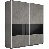 Шкаф-купе Прайм Широкий 2-х дверный 220 см, Бетон/Черное стекло