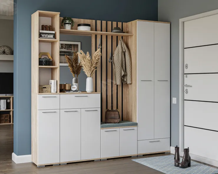 Модульная прихожая Калифорния (Дуб Сонома / Белый)