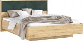 Ирис Кровать парящая 1,6м с ПМ с подсветкой (Браш Мени Грин/Дуб Крафт, Дуб Крафт)