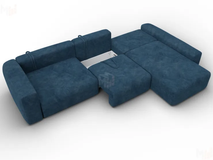 Диван угловой Лига-066 НПБ Лонг угол правый ( BRUT 11 синий )