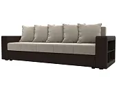 Диван прямой Дубай Лайт полки справа ( Бежевый\Коричневый )