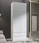 Шкаф Челси 2-х ств с антресолью (белый/белый глянец)