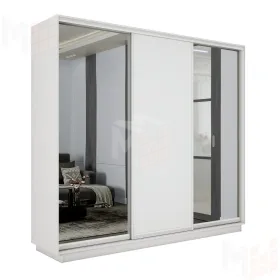 Шкаф-купе Экспресс трио 2 зеркала 2400 (Белый снег)