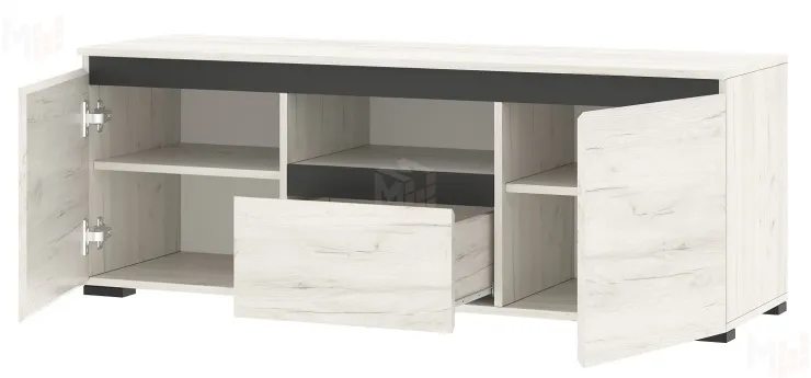 Тумба ГРЕТТА 2С1Я  Дуб Крафт белый-Антрацит