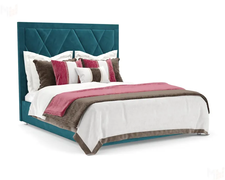 Кровать Треви 160 см (Бархат сине-зеленый STAR VELVET 43 BLACK GREEN)