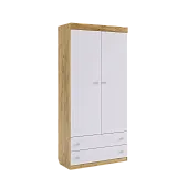 Шкаф комбинированный (с ящ. 2-створчатый) Форсаж  дуб крафт золотой/белый