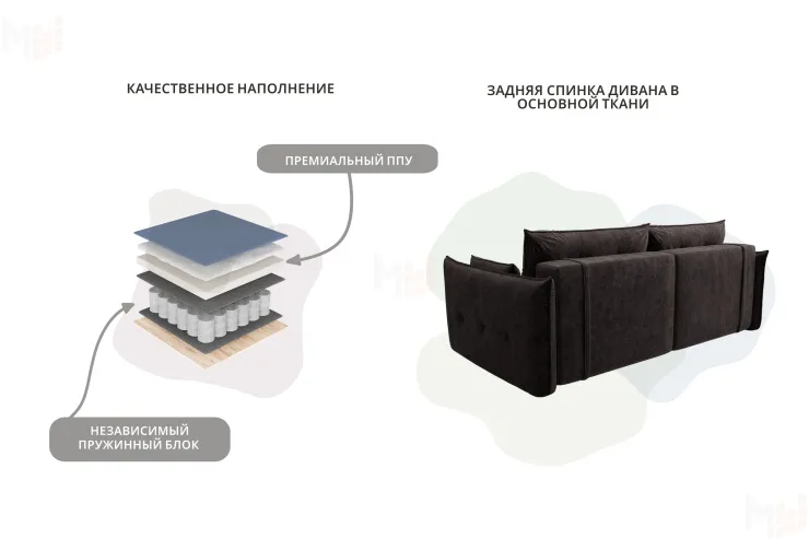 Диван прямой Лига-100 НПБ ( BRUT 17 коричневый )