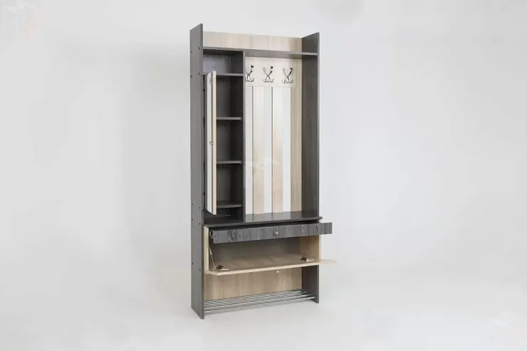 Прихожая Гретта 2 Ясень Черный/Дуб Сонома