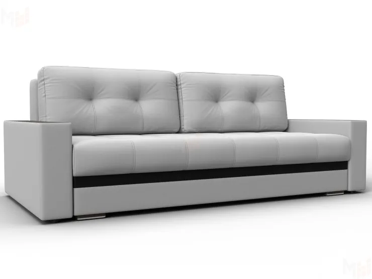 Диван прямой с декором Лига-096 НПБ ( Белый;Черный )