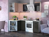 Кухня угловая Техно New 1,3*1,4 Пудра Софт/Графит Софт