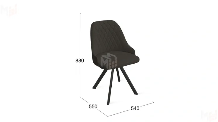 Стул Гранд К2 Черный муар, Велюр Confetti Stone