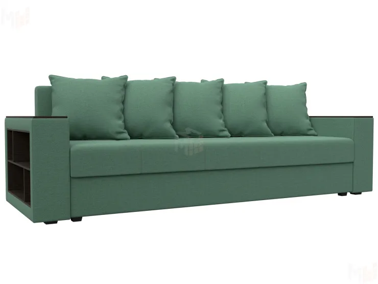 Диван прямой Дубай Лайт полки слева ( Зеленый )