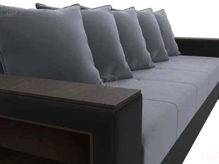 Диван прямой Дубай Лайт полки слева ( Серый\Черный )