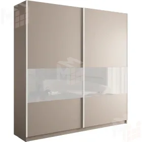 Шкаф-купе Прайм Широкий 2-х дверный 220 см, Кашемир/Белое стекло