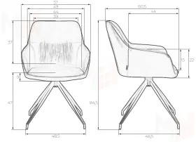 Стул обеденный DOBRIN DANIEL (черные ножки, винтажная антрацитовая экокожа (RU-08))