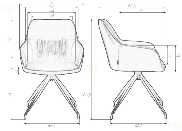 Стул обеденный DOBRIN DANIEL (черные ножки, винтажная антрацитовая экокожа (RU-08))