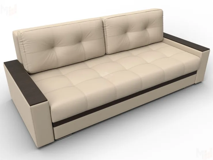 Диван прямой с декором Лига-096 НПБ ( Бежевый\Коричневый )