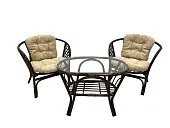 Комплект Багама Дуэт с простыми бежевыми подушками и овальным столом