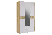 Шкаф трехдверный Адам  с зеркалом дуб крафт золотой/белое дерево