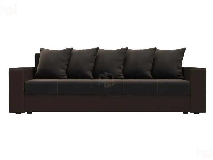 Диван прямой Дубай Лайт полки слева ( Коричневый\Коричневый )