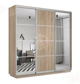 Шкаф-купе Лоял 3-х дверный (Зеркало, ДСП) 210 см.