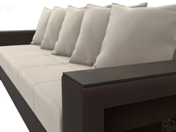 Диван прямой Дубай Лайт полки справа ( Бежевый\Коричневый )