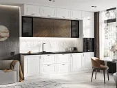 Кухня Престиж 3,0 компоновка №2 (Белый/Браш вайт/Прайм орех)