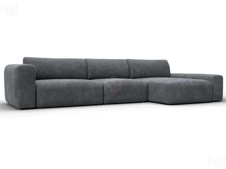 Диван угловой Лига-066 НПБ Лонг угол правый ( BRUT 16 темно-серый )