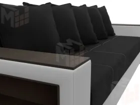 Диван прямой Дубай Лайт полки слева ( Черный\Белый )