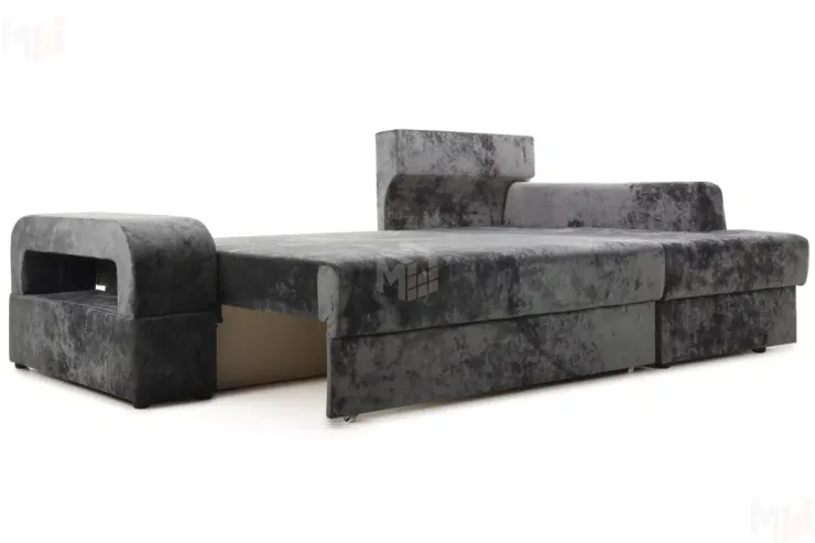 Диван угловой Марго Серый Правый Велюр